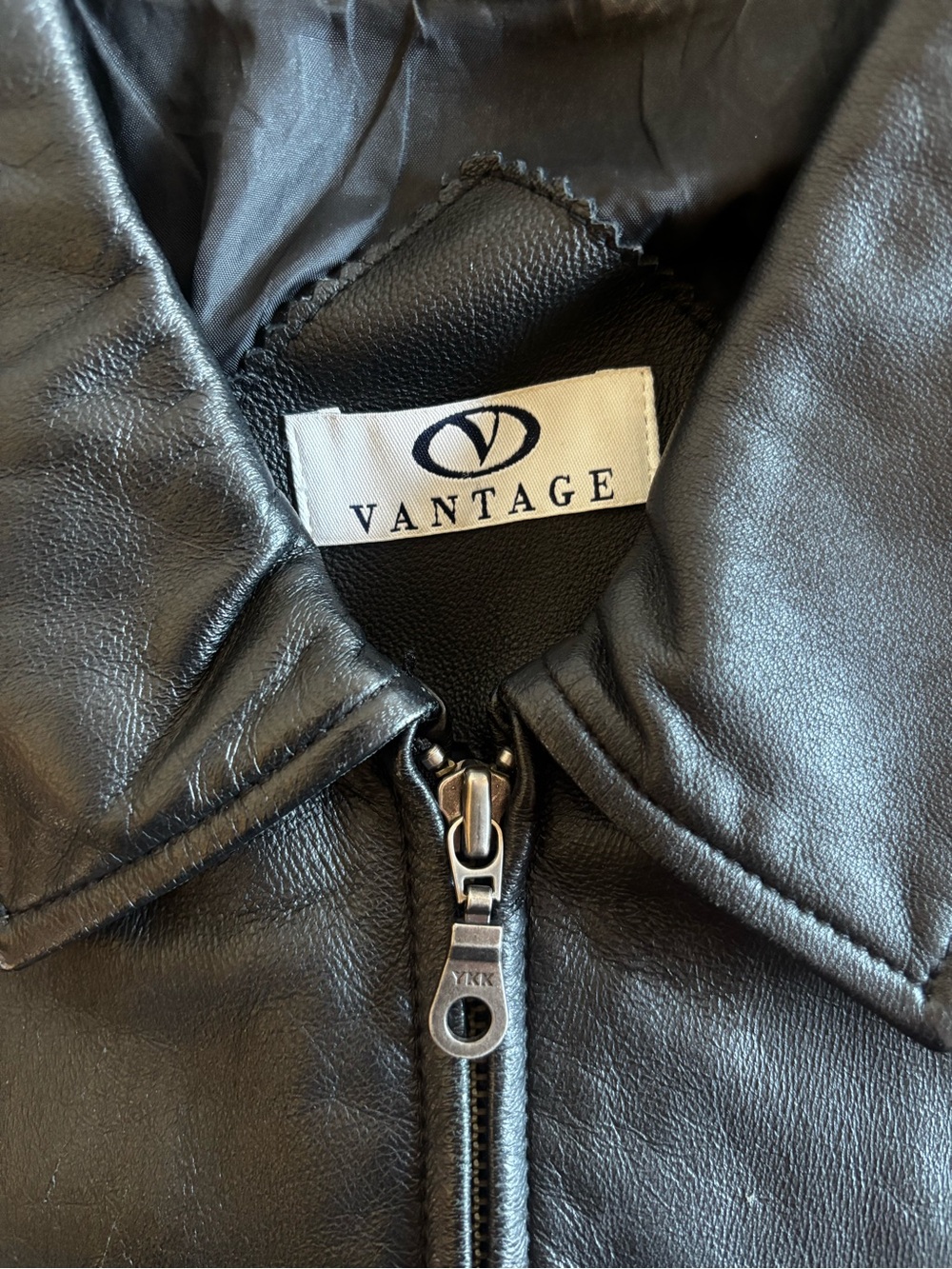Vintage 100% Leather Jacket Collared Unisex - Picture 6 of 10